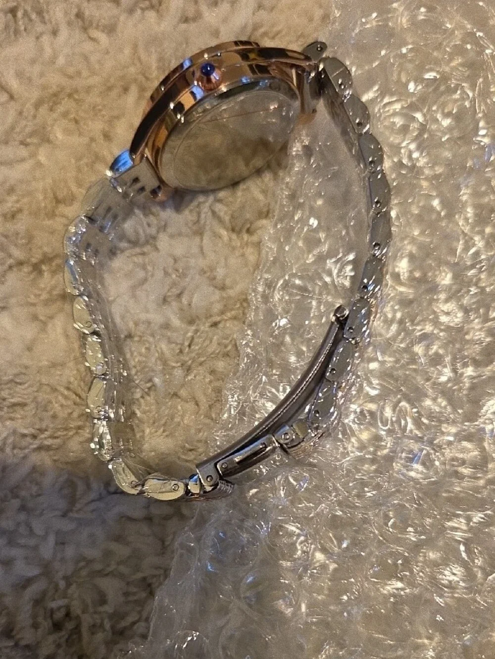 Two-Tone Silver and Rose Gold Women's Bracelet Watch